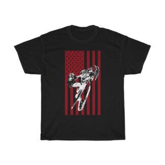 USA Flag and Sled - Heavy Cotton Tee