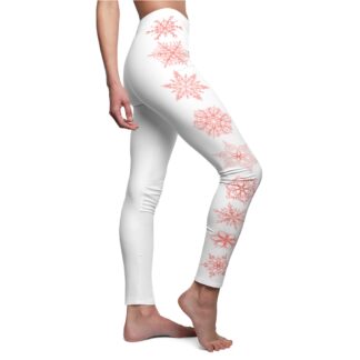 Women's Snowflake Leggings - Coral