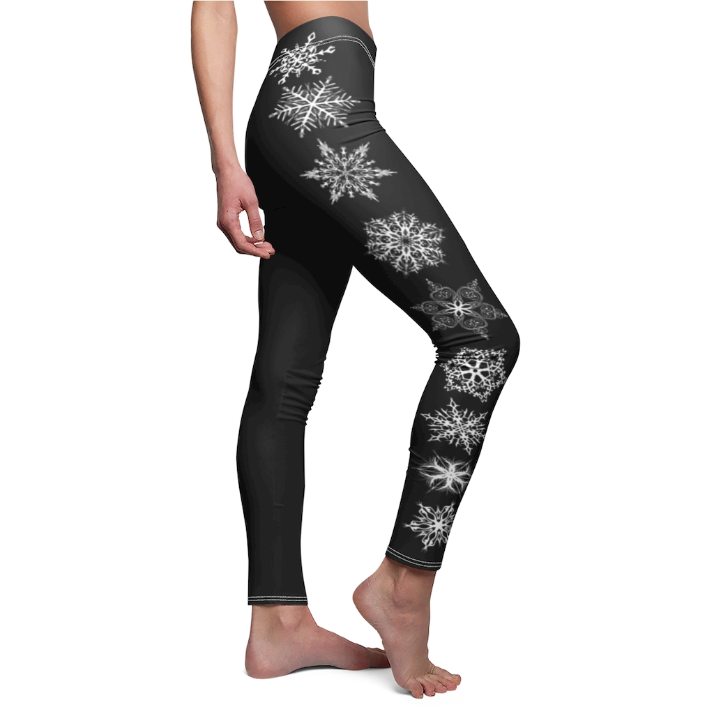 Women's Snowflake Leggings Black and White - SLED THEORY