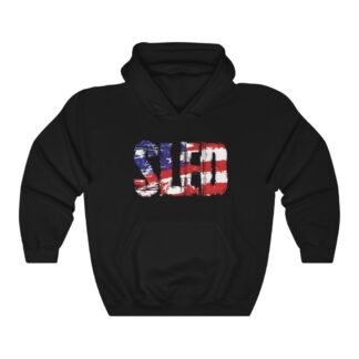 Sled with USA Flag Hooded Sweatshirt